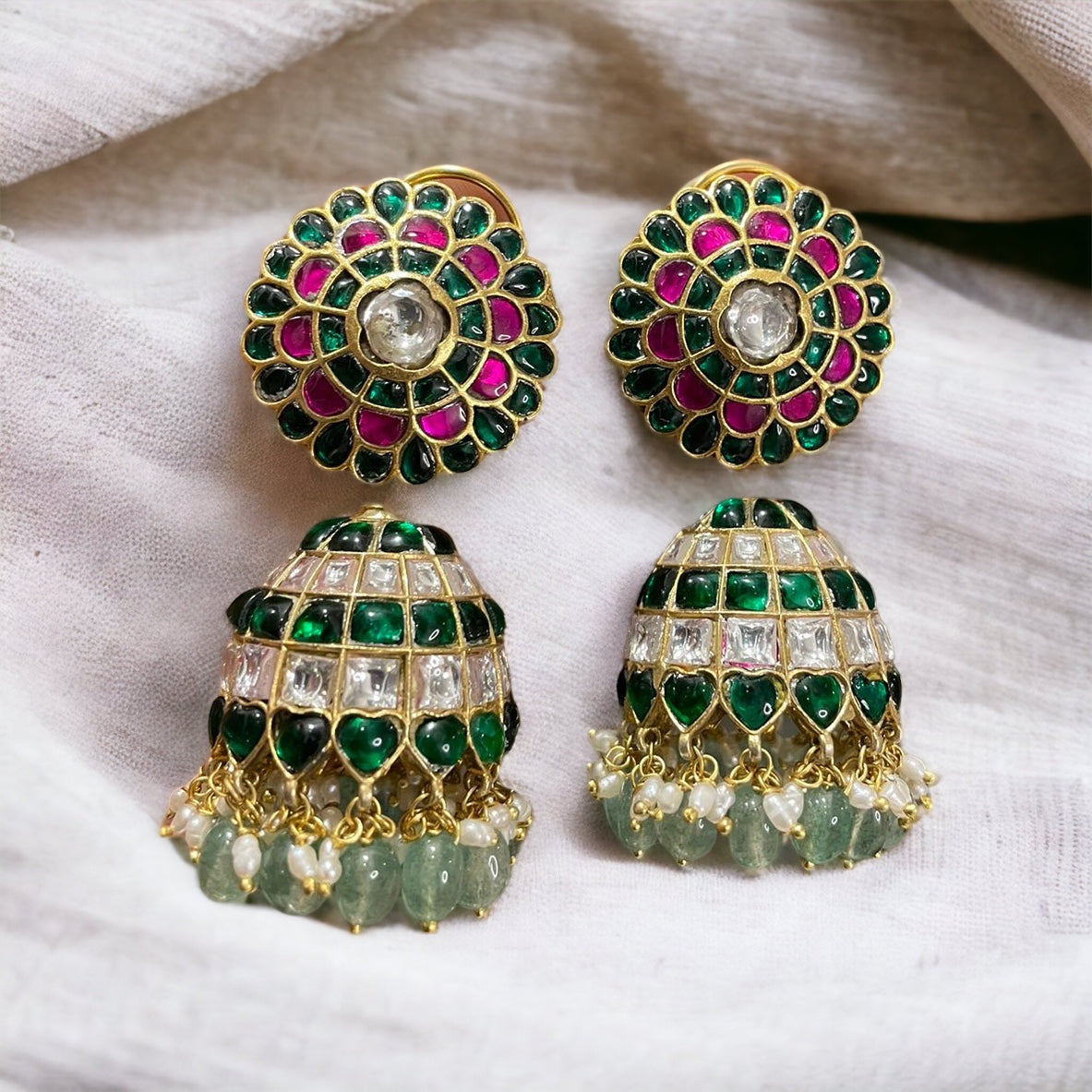 Sitara 92.5 silver jadau Kundan earrings