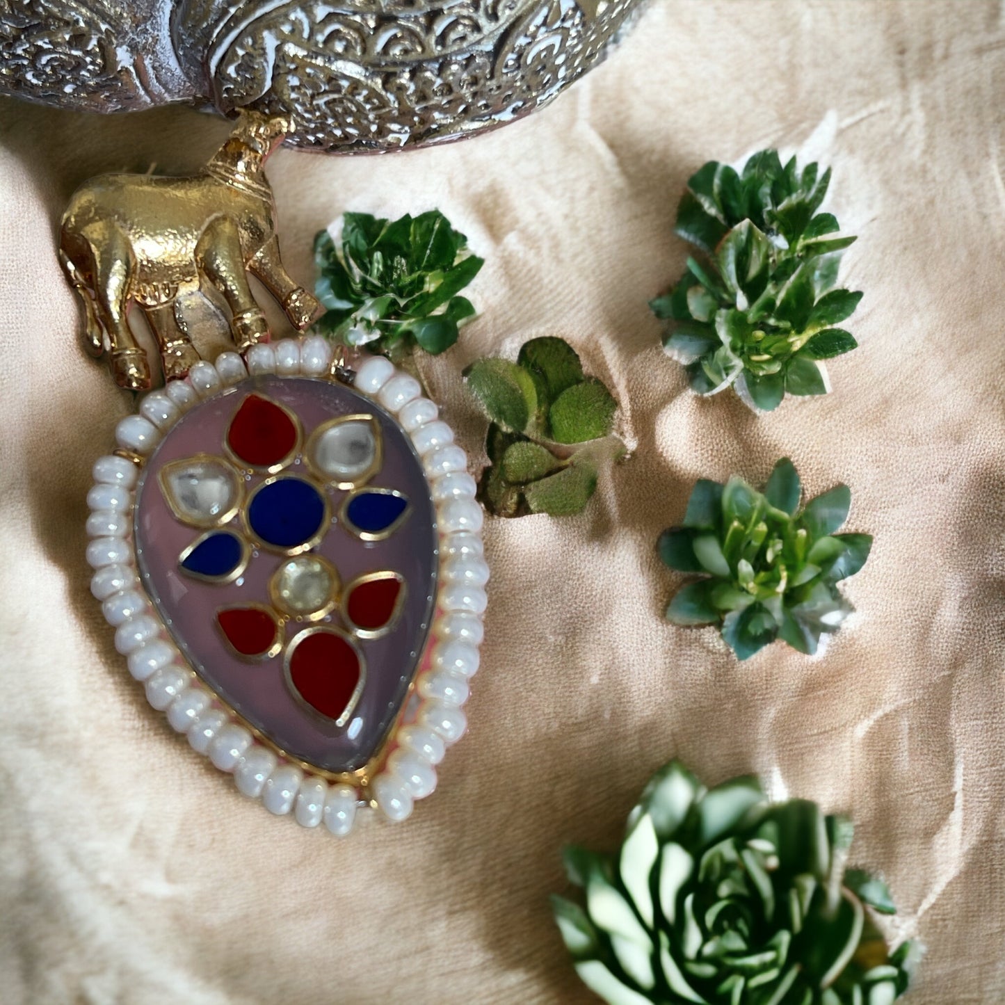 Kavya 92.5 silver stoneinlay pendant