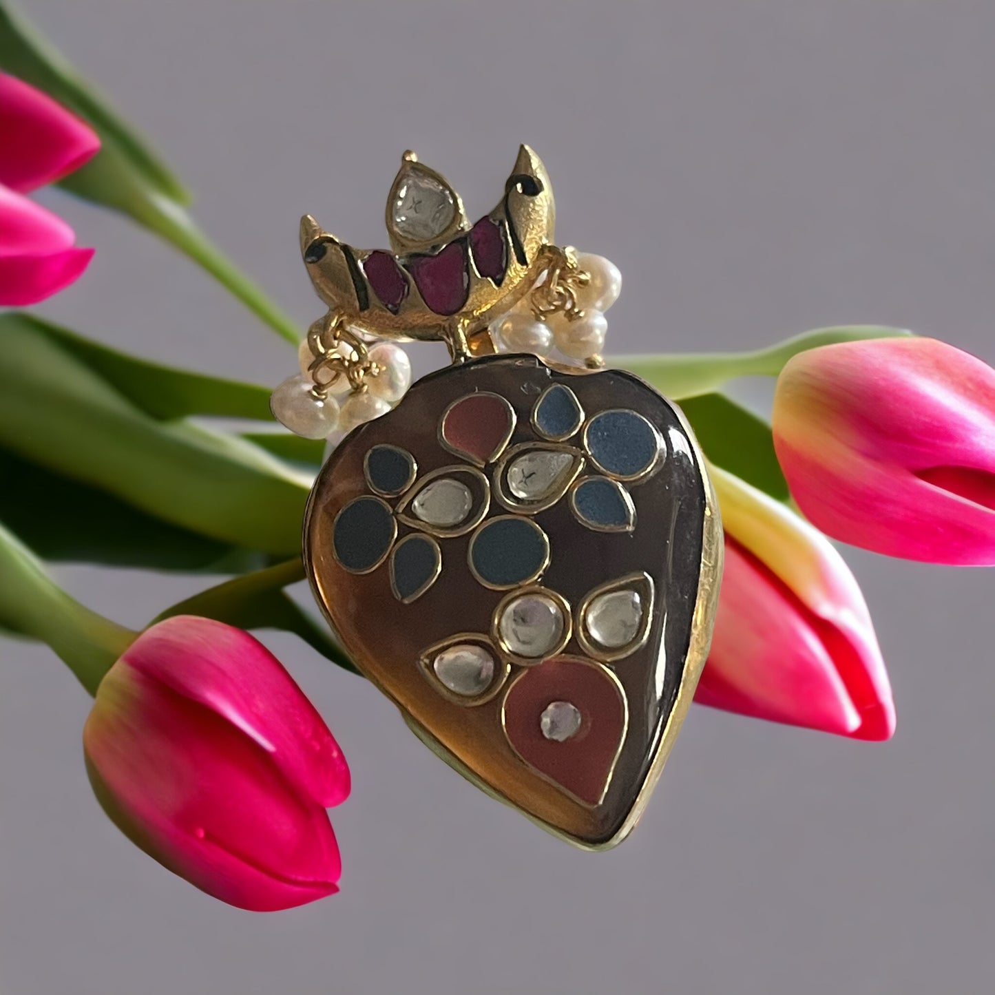 Agnetha 92.5 silver stone inlay pendant