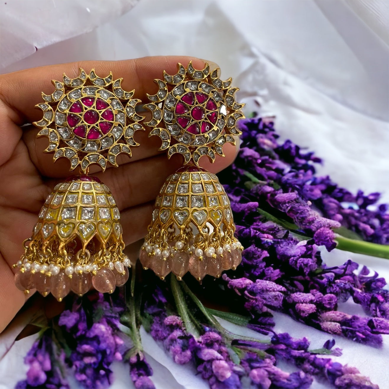 Saangavi 92.5 silver jadau Kundan earrings