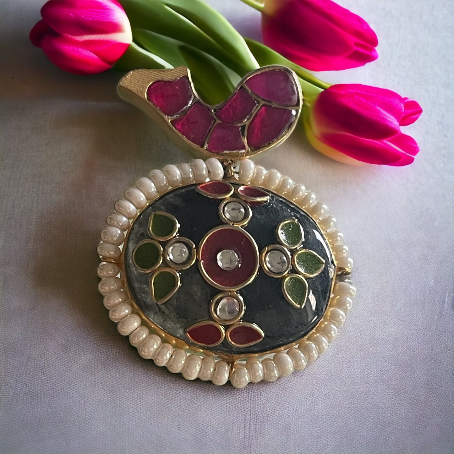 Keya 92.5 silver stoneinlay pendant