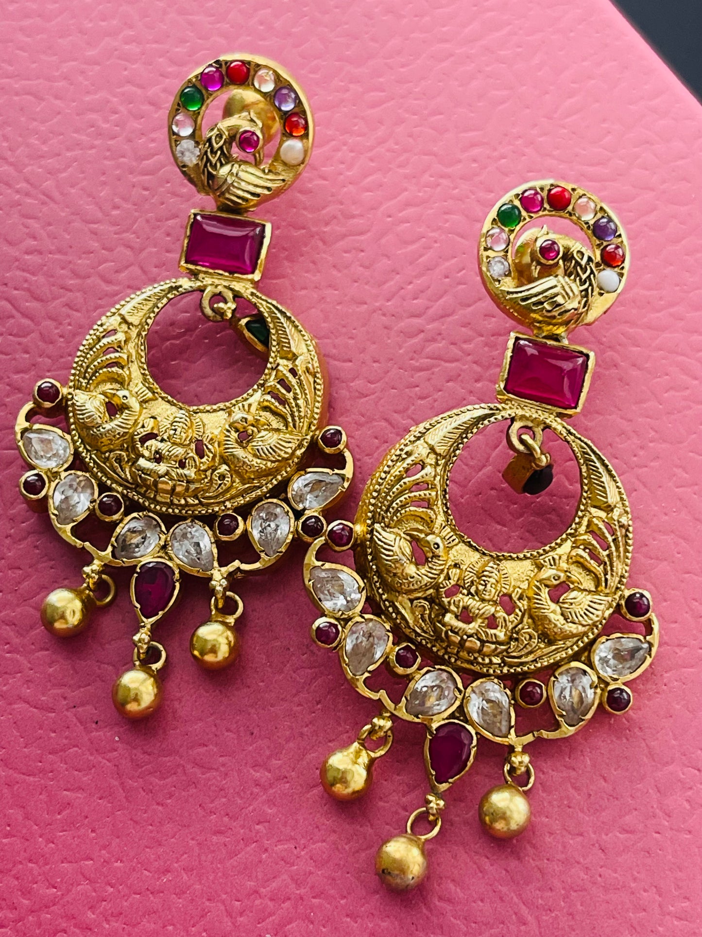 92.5 silver designer Polki kundan earrings