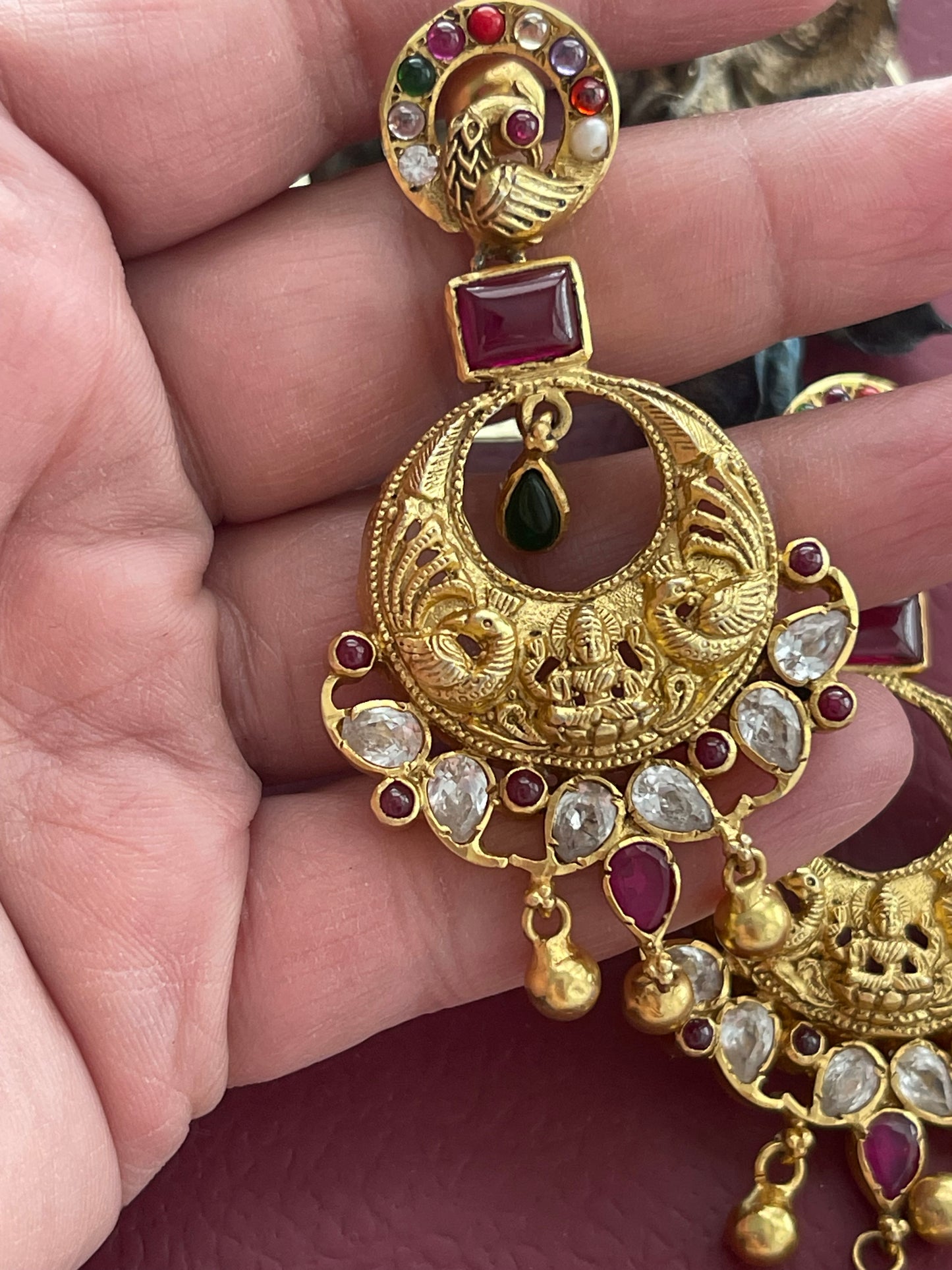 92.5 silver designer Polki kundan earrings