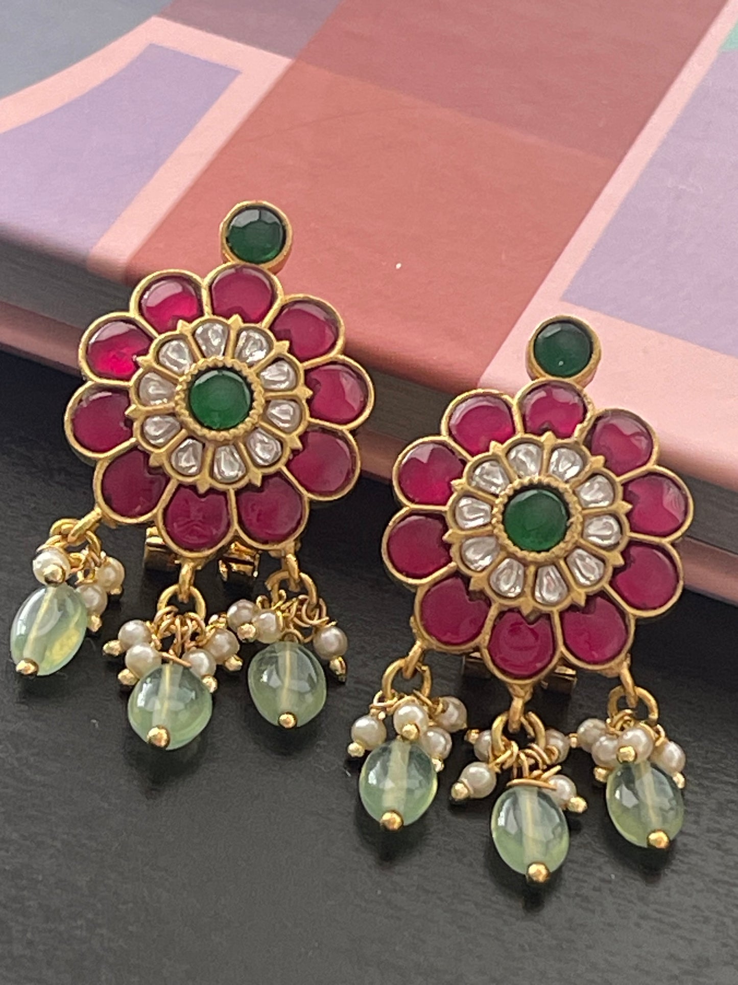 Jadau Kundan brass earrings 1