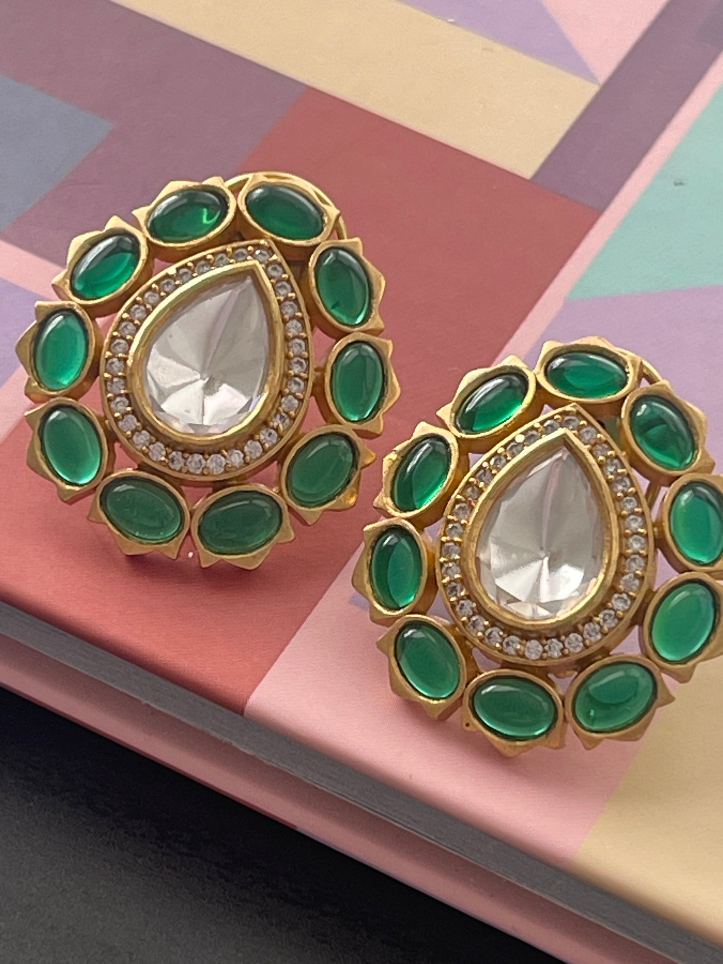 Foil Kundan earrings 2