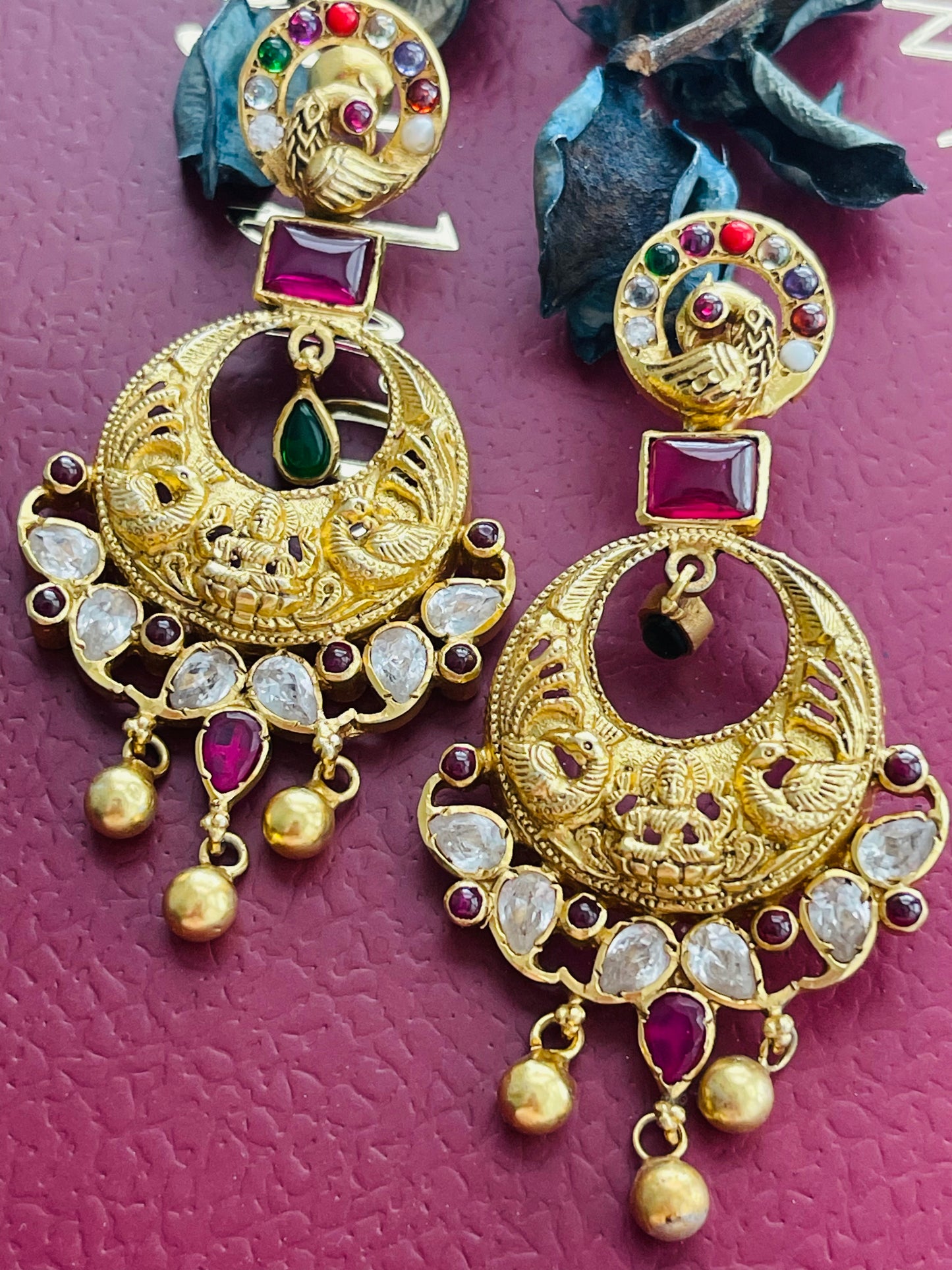 92.5 silver designer Polki kundan earrings