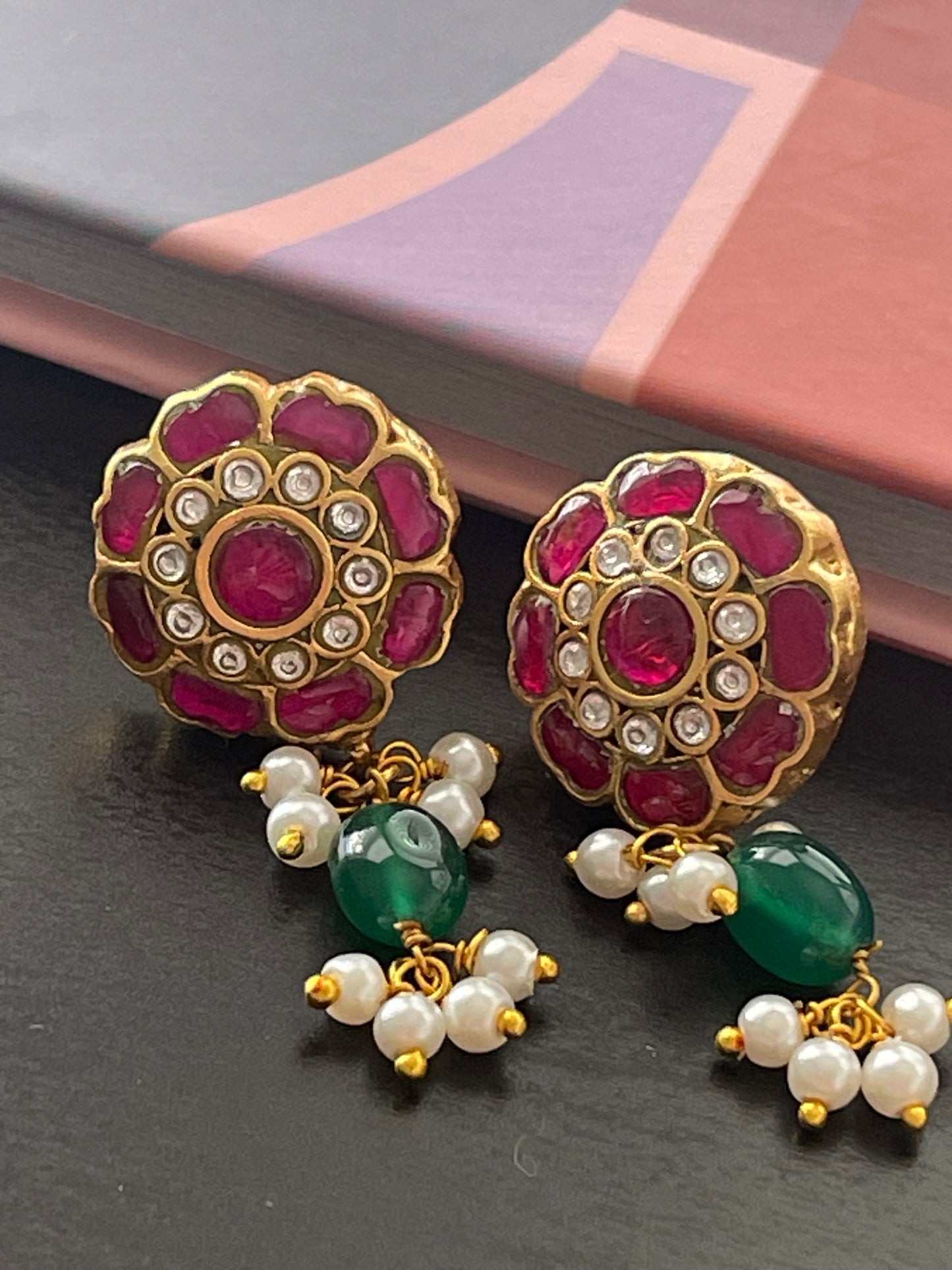 Jadau Kundan brass earrings 3