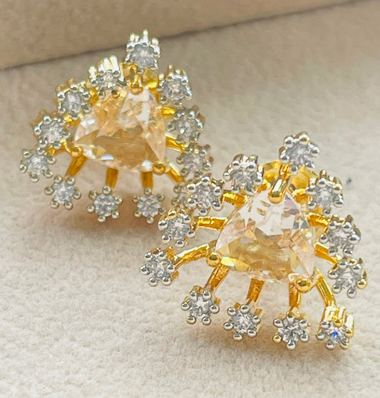 Siya brass gold polish Cz studs 3