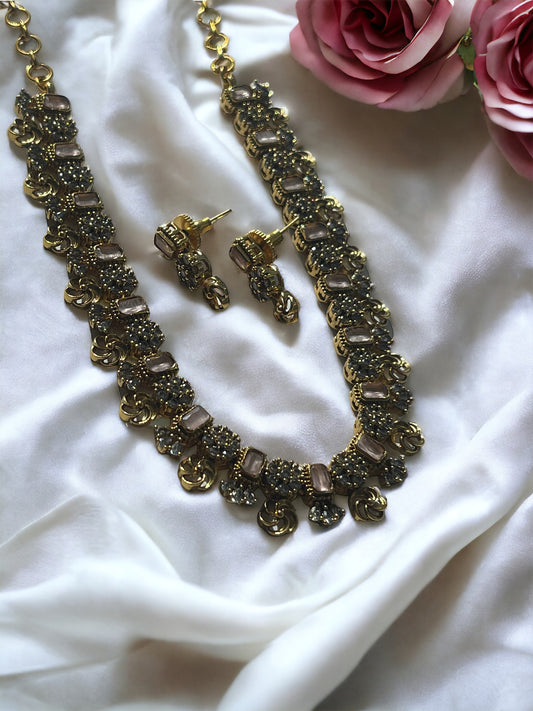 Nisha brass Cz necklace set 2