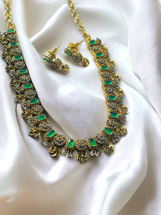 Nisha brass Cz necklace set 1