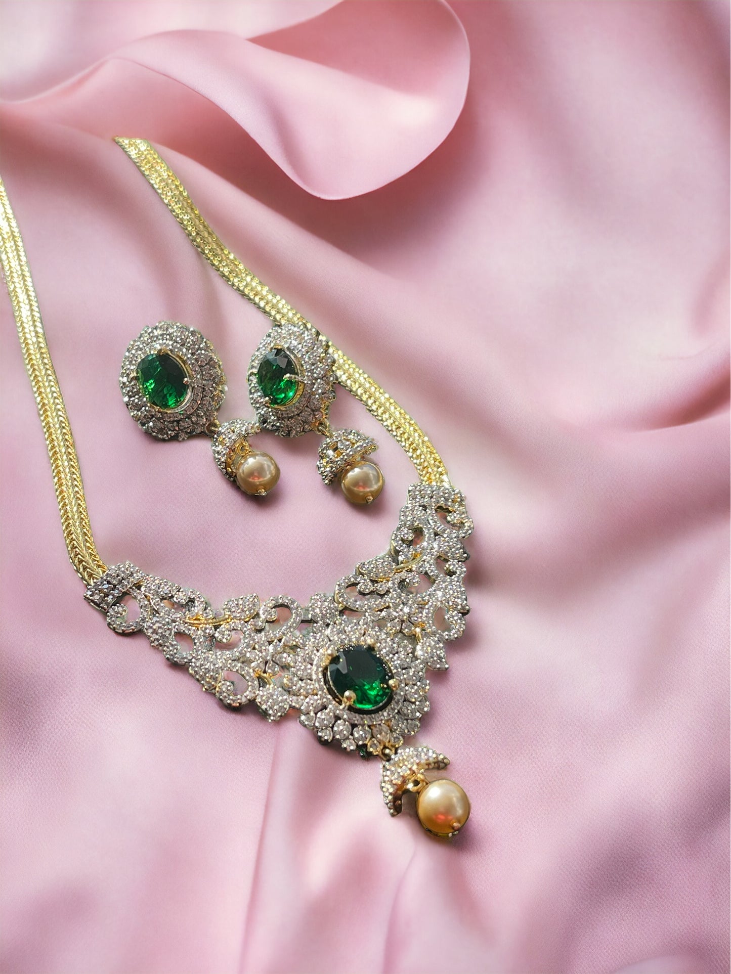 Sonali brass Cz necklace set