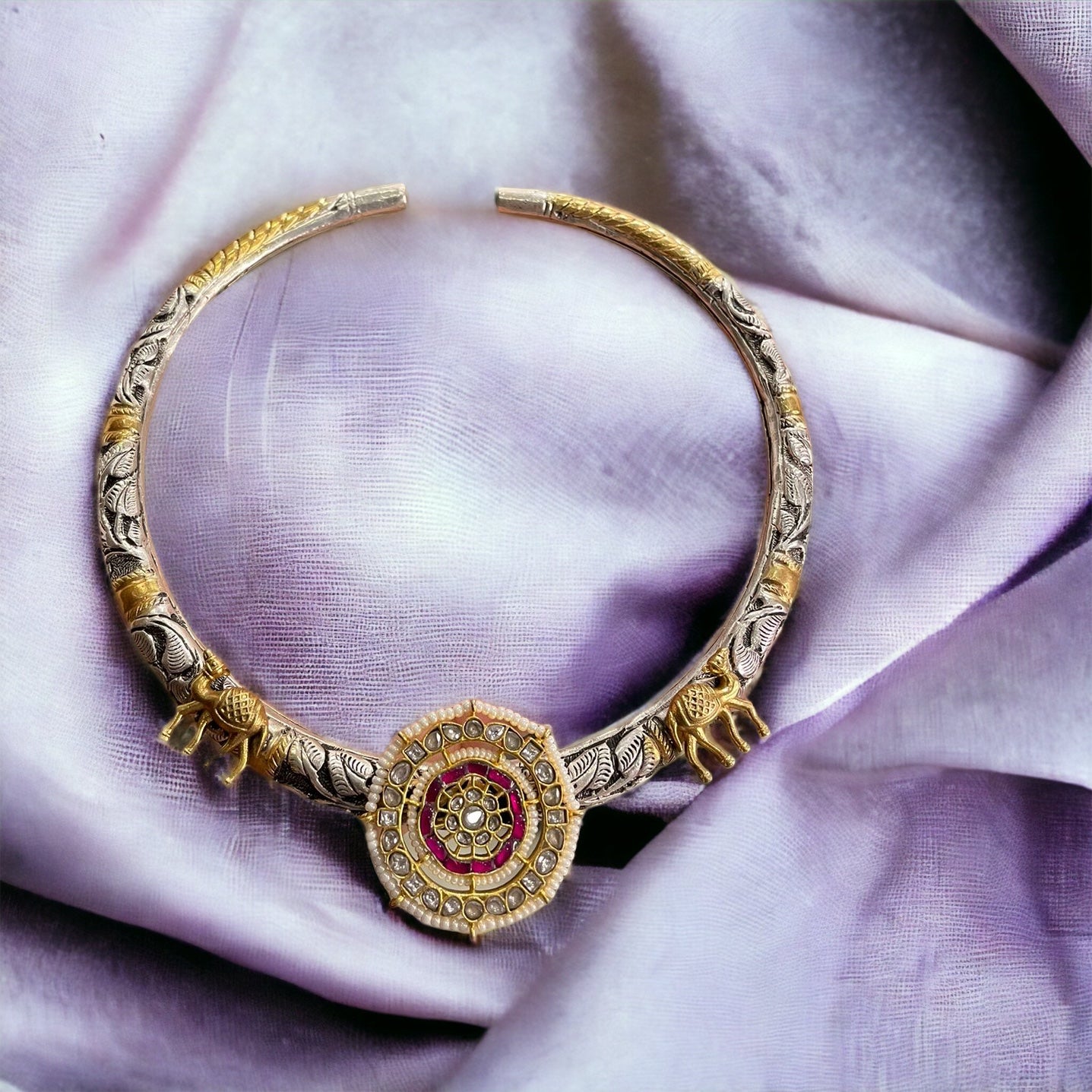 Saanvi 92.5 silver jadau hasli