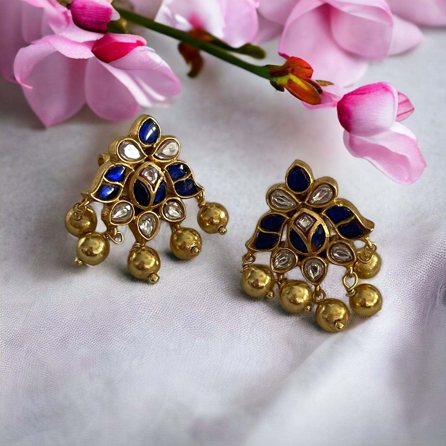 Manya 92.5 silver jadau Kundan earrings