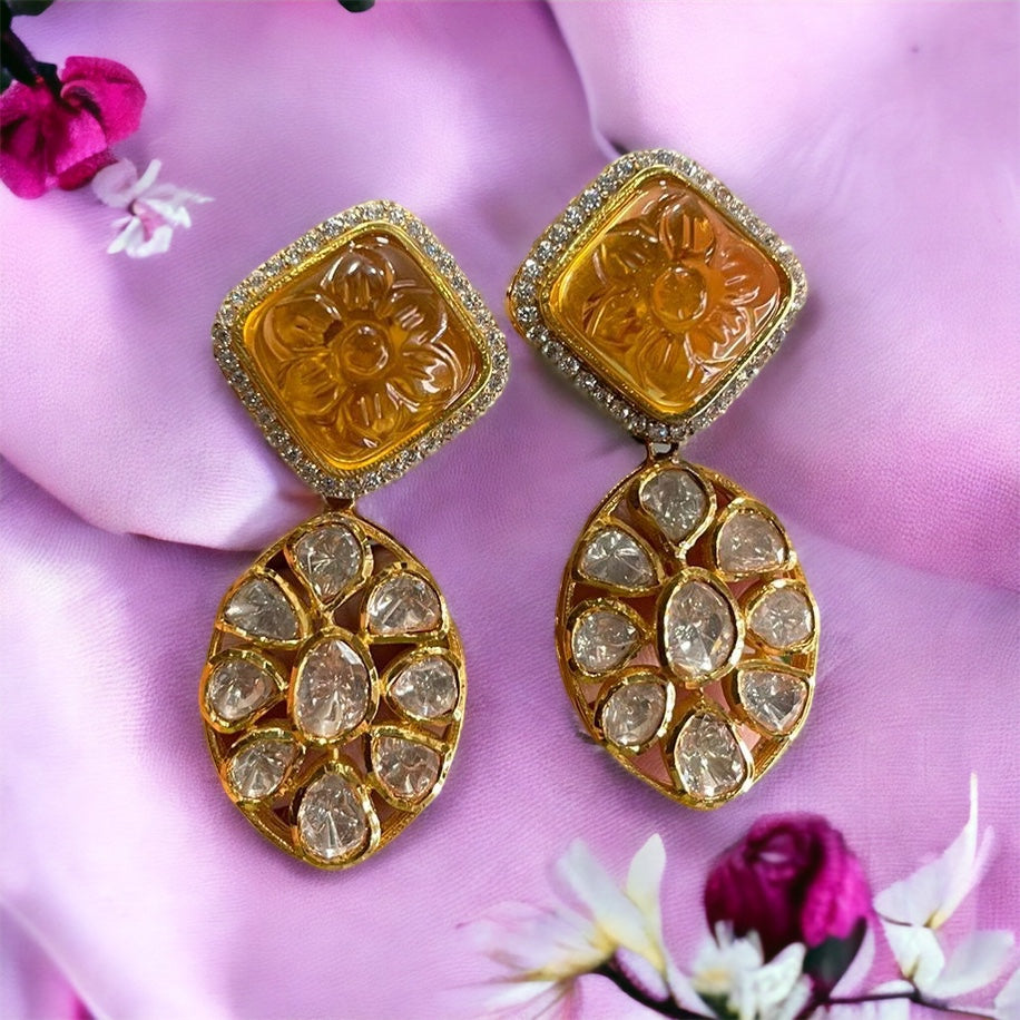 Lamhe3 silver moissanite earrings